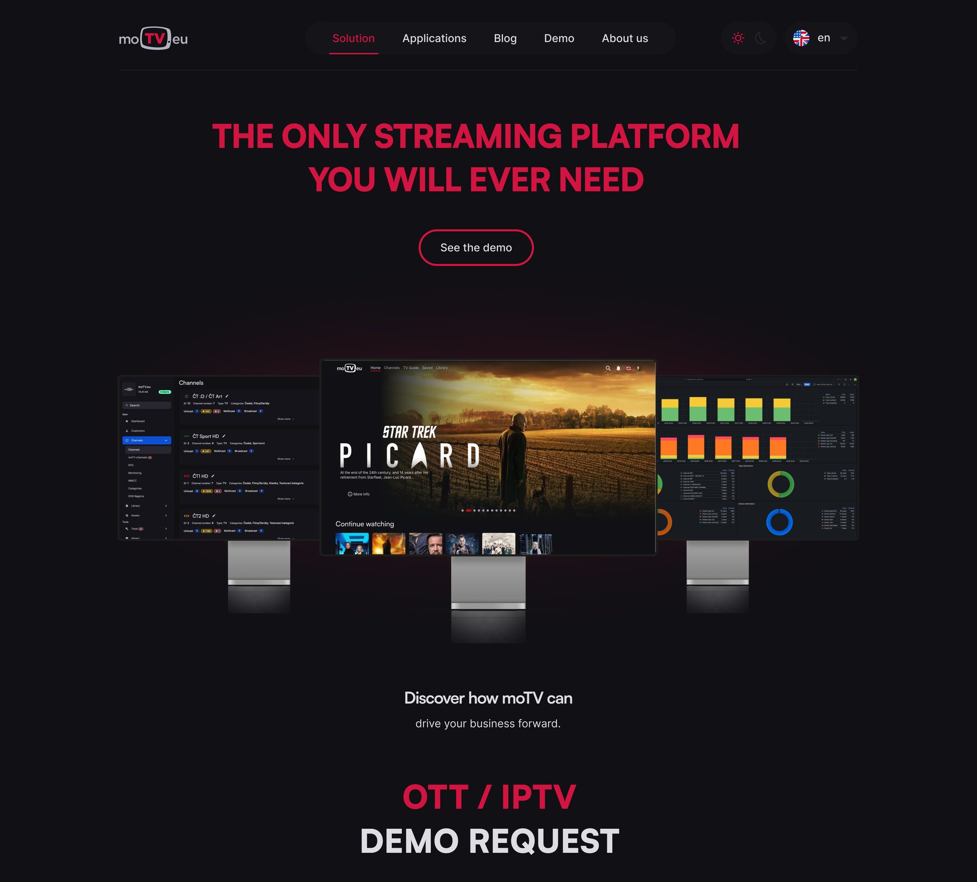 Demo request page in dark mode