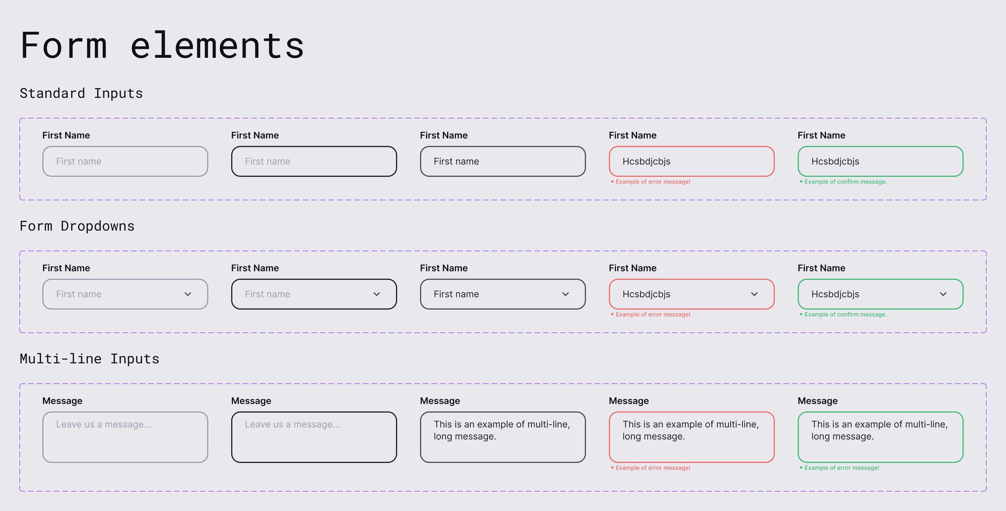 Form elements: inputs, dropdowns and states